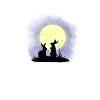 Zwei Hasen beim Vollmond