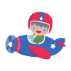 Cute Aviator Pilot Boy In Blue Plane