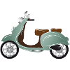 Ein Vintage Motorroller mit Retro Lackierung