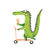 Crocodile on scooter