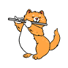 Chat joue de la flûte