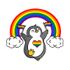 Penguin with LGBT flag