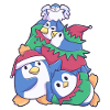 Xmas penguin family Christmas tree