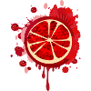 blood-red pomegranate graffiti with seeds