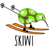 Lustiger Kiwi als Skifahrer