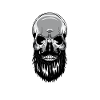 Skull beard bald head skeleton