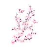 Cherry blossom branch with butterflies