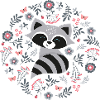 Waschbär mit Blumen