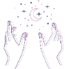 hands moon stars
