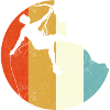 Kletterer-Silhouette auf dem Regenbogengradienten-Globus