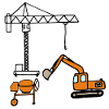 Construction machinery - comic, cartoon