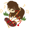 Highland Cattle Play Bagpipes - black