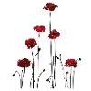 Abstract floral wallpaper in red and black