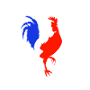 rooster blue white red
