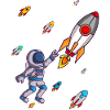 Space rockets with astronauts