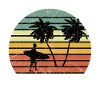 Surfing palm rider retro sunset