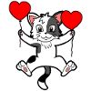 Birthday greetings cat heart balloons