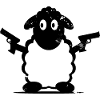 Sheep with revolver