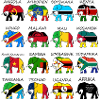 ELEPHANTS OF AFRICA with flags