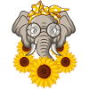 Éléphant avec des tournesols cadeau