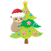 Christmas Sloth Santa Hat Sloth Climbing on a
