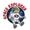 "Space explorer" astronaut på rund baggrund.