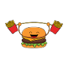 Burger weight lifting fries