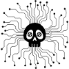 Black microprocessor skull