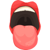 Mouth yawning with tongue