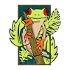 Green frog with red eyes