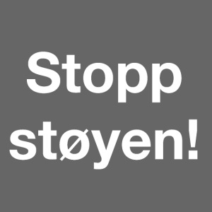 Stopp støyen! Logo som hvit skrift, til røde plagg