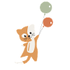 Chat ballons mignon chaton s'envole