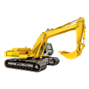 Yellow excavator, backhoe, industry