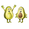 Cheerful illustration of two avocados
