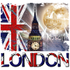 Londen Engeland Uk Vlag Big Ben Tower Bridge