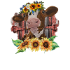 Cow with Sunflowers