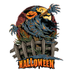 Funny Halloween pumpkin scarecrow