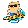 Pizza Cat Surfing On Pizza