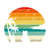 Retro cat under palm trees