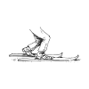 Telemark Position Traditional Cartoon