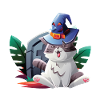 Halloween cat with witch hat