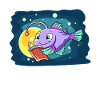 Poisson-lanterne lit un livre