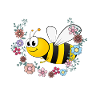 Bee and flowers