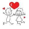 Loving couple with heart motif