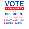 Decir idea de regalo Vote a rick astley para presidente