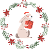 Christmas: rabbits with Christmas present