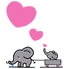 Big elephant draws little elephants with a heart