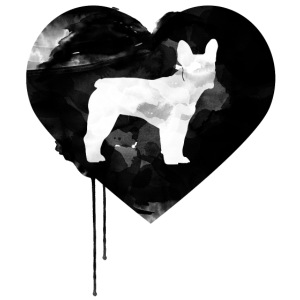 Französische Bulldogge Herz mit Silhouette