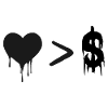 Love bigger than money symbols