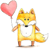 Fox motif cute HEART - iZart